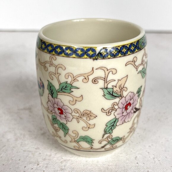 6 Tea Cups Ceramic Teacup Kung Fu Drinkware Flowers Birds Porcelain - Picture 4 of 7